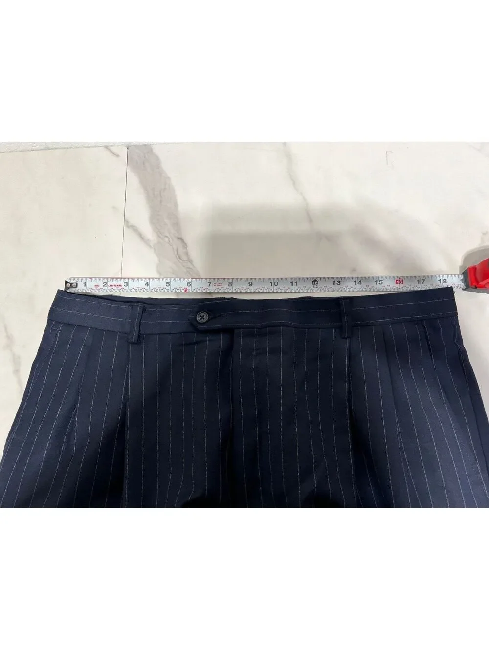 Hart Schaffner Marx Men's Navy Blue Pinstripe Dress Pants Size 37 Waist